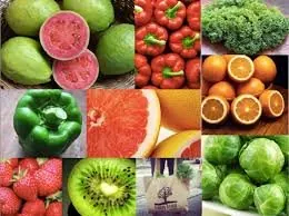 Fruits and vegetables with vitamin c